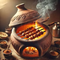 Un immagine ai generated di un forno tandori in terra cotta.