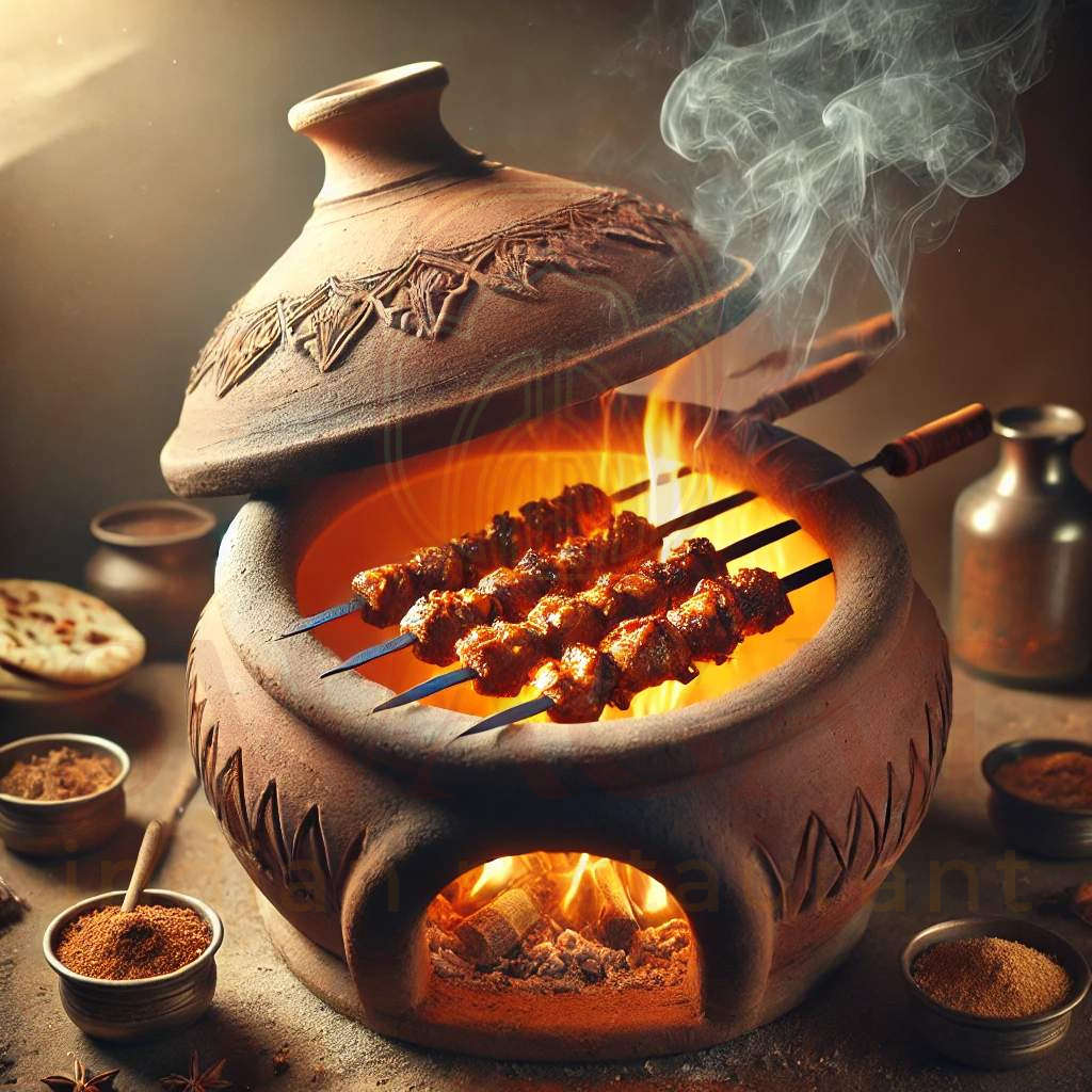 Un immagine ai generated di un forno tandori in terra cotta.